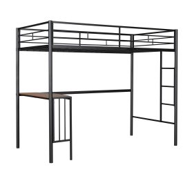 Twin Over Full Metal Bunk Bed With Desk, Ladder