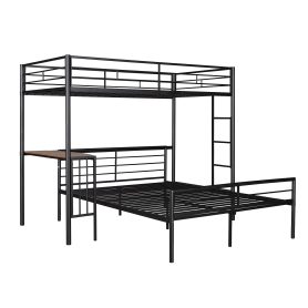 Twin Over Full Metal Bunk Bed With Desk, Ladder