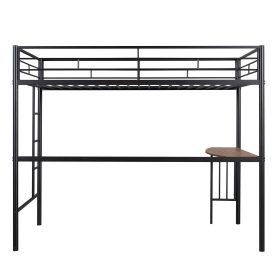 Twin Over Full Metal Bunk Bed With Desk, Ladder