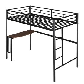 Twin Over Full Metal Bunk Bed With Desk, Ladder