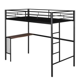 Twin Over Full Metal Bunk Bed With Desk, Ladder
