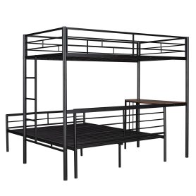 Twin Over Full Metal Bunk Bed With Desk, Ladder