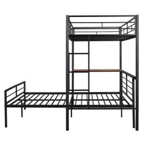 Twin Over Full Metal Bunk Bed With Desk, Ladder