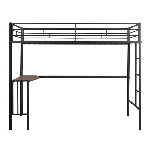 Twin Over Full Metal Bunk Bed With Desk, Ladder