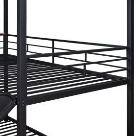 Metal Twin Over Twin House Bunk Bed With Slide