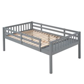 Full Over Twin & Twin Bunk Bed, Wood Triple Bunk Bed With Drawers And Guardrails