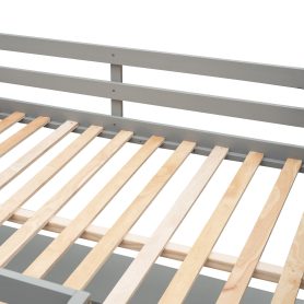 Wood Full Size Loft Bed With Shelves And Desk