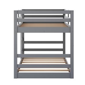 Twin Over Twin Low Bunk Bed with Ladder