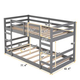 Low Twin Over Twin Bunk Bed With Ladder