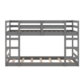 Twin Over Twin Low Bunk Bed with Ladder