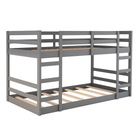 Twin Over Twin Low Bunk Bed with Ladder