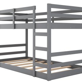 Twin Over Twin Low Bunk Bed with Ladder