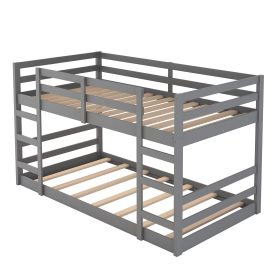 Twin Over Twin Low Bunk Bed with Ladder