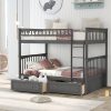 Wood Full Over Full Bunk Bed With Drawers, Convertible Beds 2 Wood Full Over Full Bunk Bed With Drawers, Convertible Beds