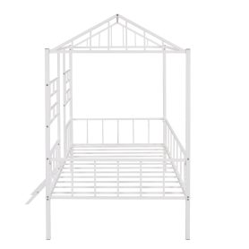 Metal House Bed Frame Twin Size with Slat Support, No Box Spring Needed