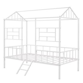 Metal House Bed Frame Twin Size with Slat Support, No Box Spring Needed