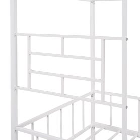 Metal House Bed Frame Twin Size with Slat Support, No Box Spring Needed