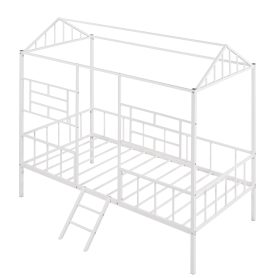Metal House Bed Frame Twin Size with Slat Support, No Box Spring Needed