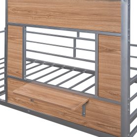Metal Twin Size Loft Bed With Roof, Window, Guardrail, Ladder