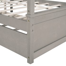 Full Size Wood Canopy Bed With Trundle, No Box Spring Needed