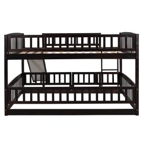 Full Over Full Low Bunk Bed With Slide, Fence And Ladder 27 Full Over Full Low Bunk Bed With Slide, Fence And Ladder