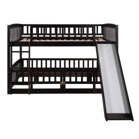 Full Over Full Low Bunk Bed With Slide, Fence And Ladder 23 Full Over Full Low Bunk Bed With Slide, Fence And Ladder