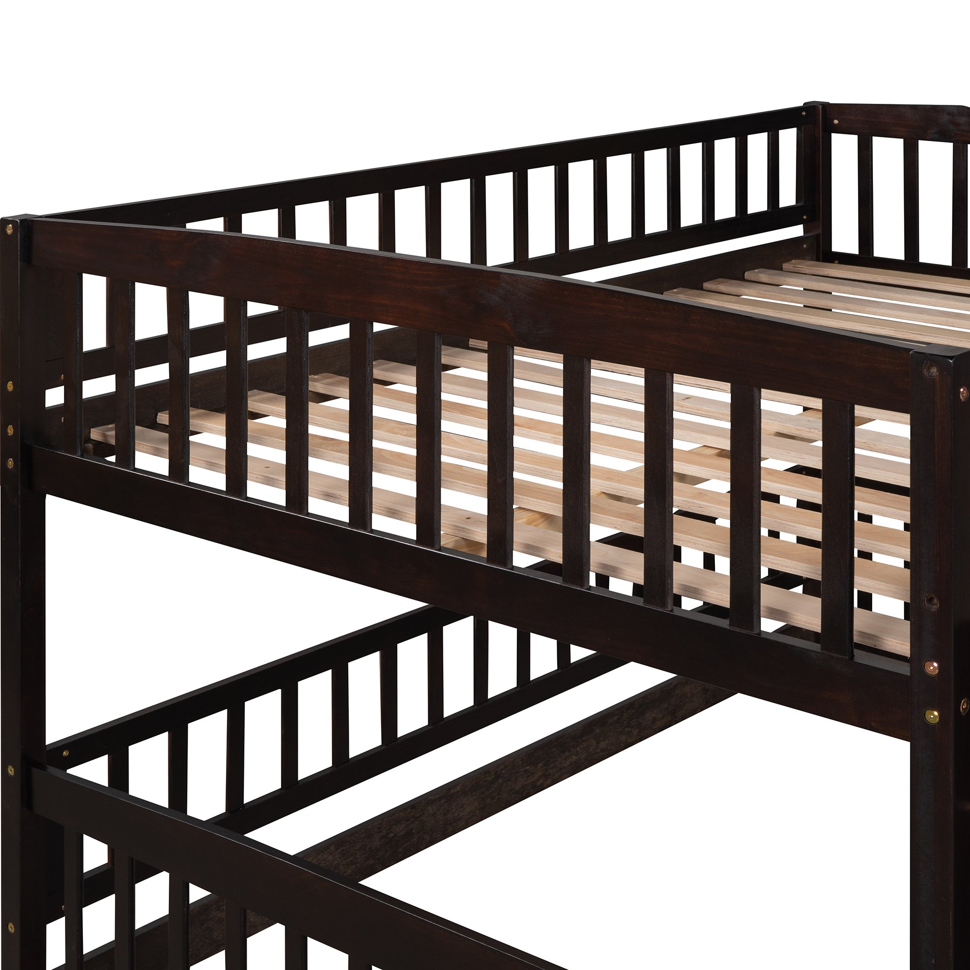 Full Over Full Low Bunk Bed With Slide, Fence And Ladder 15 Full Over Full Low Bunk Bed With Slide, Fence And Ladder