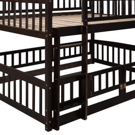 Full Over Full Low Bunk Bed With Slide, Fence And Ladder 32 Full Over Full Low Bunk Bed With Slide, Fence And Ladder