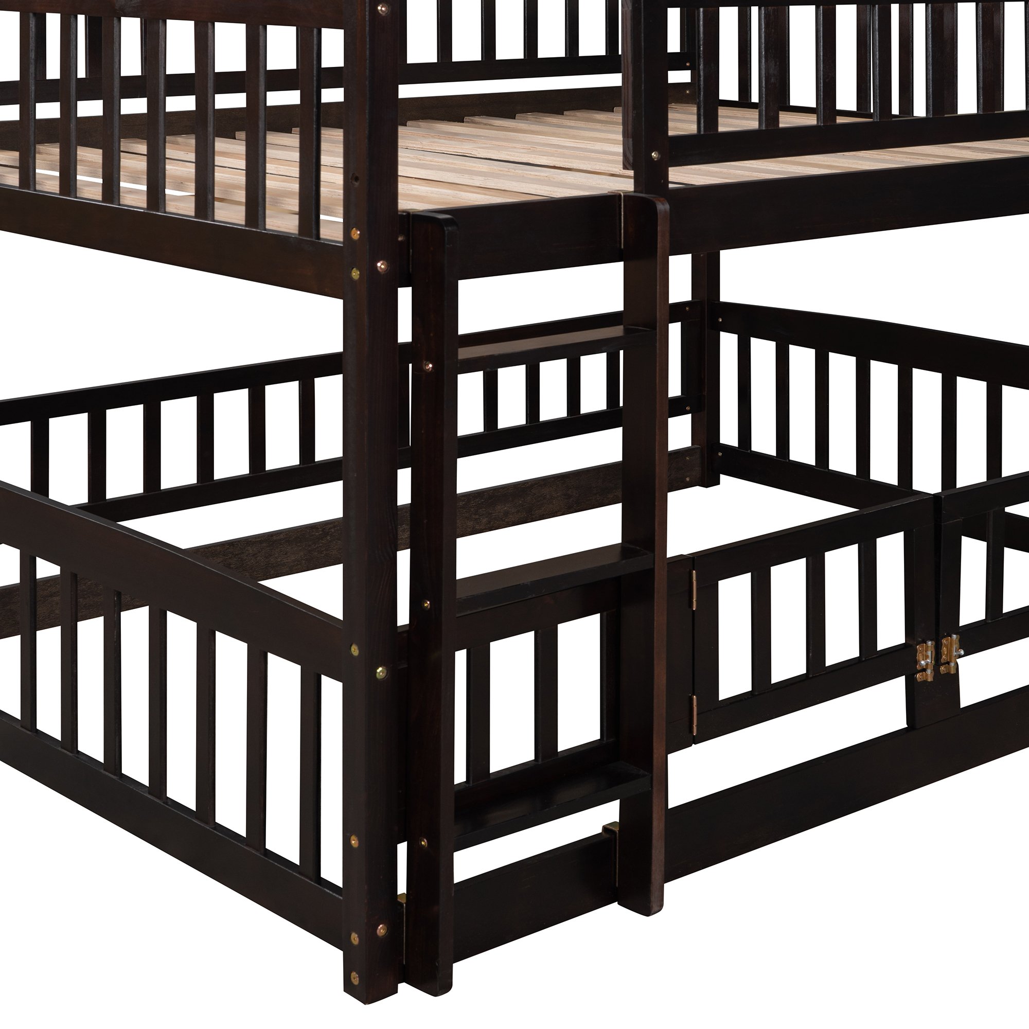 Full Over Full Low Bunk Bed With Slide, Fence And Ladder 16 Full Over Full Low Bunk Bed With Slide, Fence And Ladder