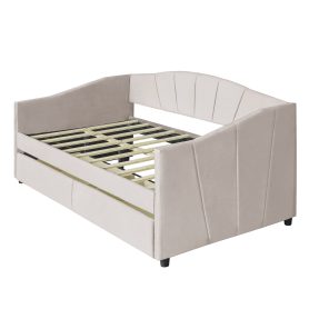 Upholstered Daybed With Two Drawers And Wood Slat Suppot, Twin Size