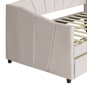 Upholstered Daybed With Two Drawers And Wood Slat Suppot, Twin Size