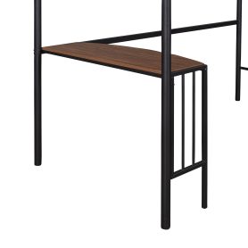 Twin Metal Loft Bed With Desk, Ladder And Guardrails