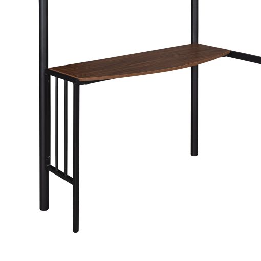Twin Metal Loft Bed With Desk, Ladder And Guardrails