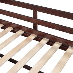 Wooden Twin Size Loft Bed With Two Shelves And Two Drawers