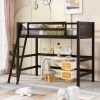 Wooden Twin Size Loft Bed With Ladder