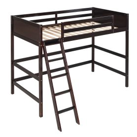 Wooden Twin Size Loft Bed With Ladder