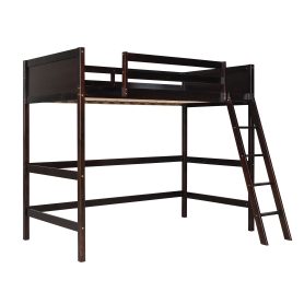Wooden Twin Size Loft Bed With Ladder