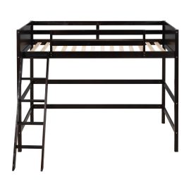 Wooden Twin Size Loft Bed With Ladder