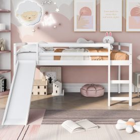 Twin Loft Bed With Slide, Multifunctional Design