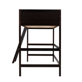 Wooden Twin Size Loft Bed With Ladder