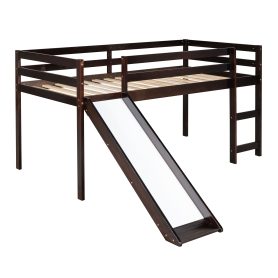 Twin Size Loft Bed With Slide, Multifunction Design