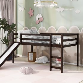 Twin Size Loft Bed With Slide, Multifunction Design