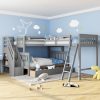 Twin over Full L-Shaped Bunk Bed With 3 Drawers, Ladder And Staircase