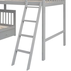 Twin over Full L-Shaped Bunk Bed With 3 Drawers, Ladder And Staircase 29 Twin over Full L-Shaped Bunk Bed With 3 Drawers, Ladder And Staircase