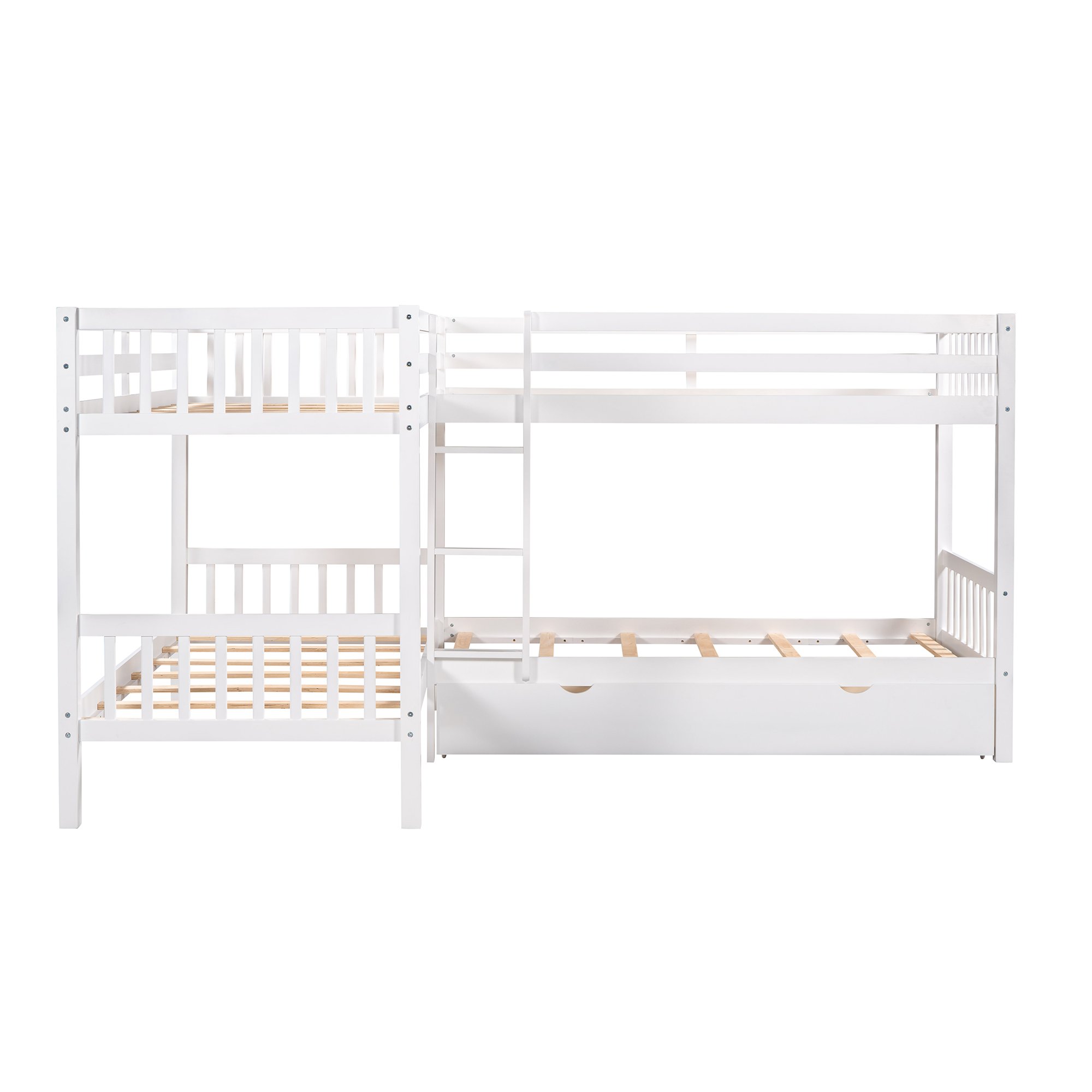 L-Shaped Twin over Twin Size Bunk Bed With Drawer 18 L-Shaped Twin over Twin Size Bunk Bed With Drawer