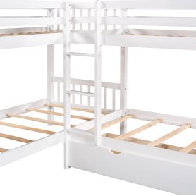 L-Shaped Twin over Twin Size Bunk Bed With Drawer 23 L-Shaped Twin over Twin Size Bunk Bed With Drawer