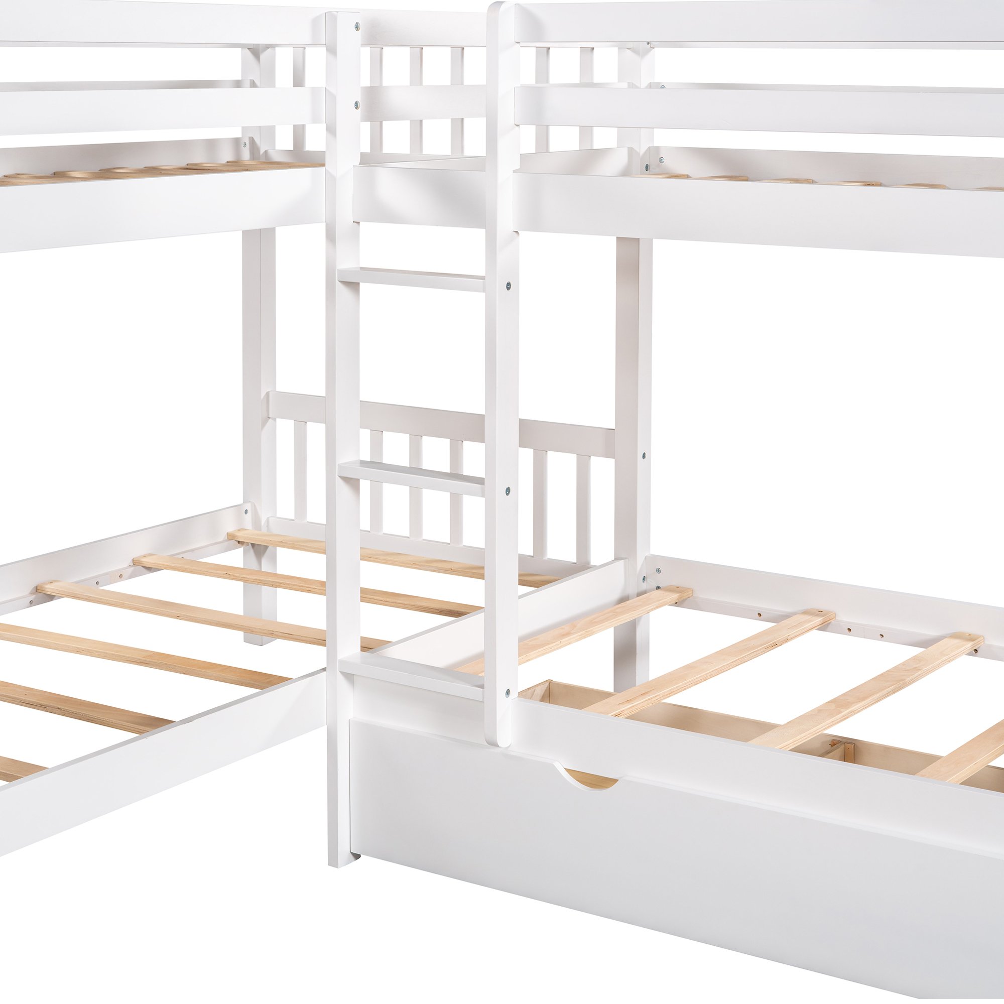L-Shaped Twin over Twin Size Bunk Bed With Drawer 8 L-Shaped Twin over Twin Size Bunk Bed With Drawer