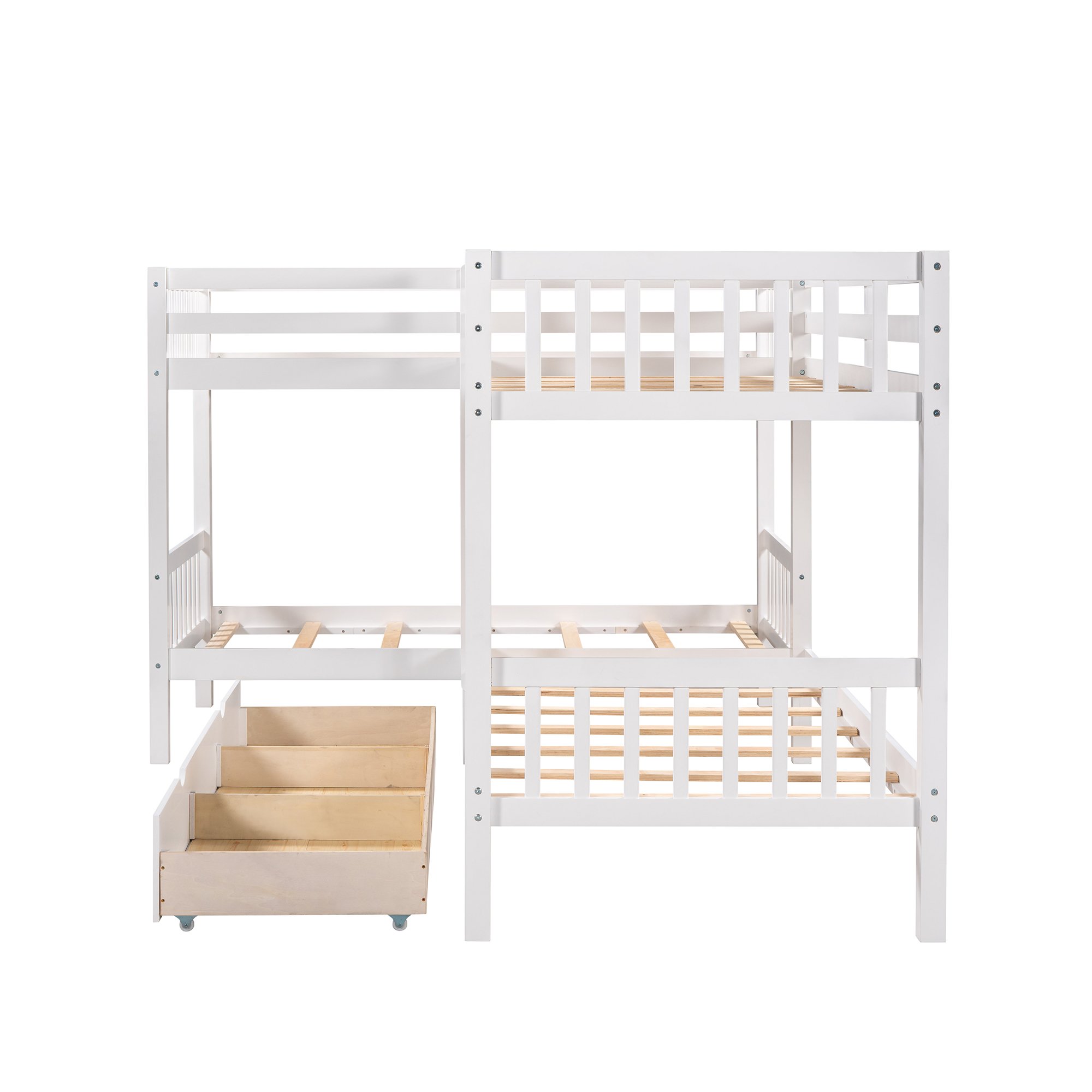 L-Shaped Twin over Twin Size Bunk Bed With Drawer 6 L-Shaped Twin over Twin Size Bunk Bed With Drawer