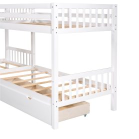 L-Shaped Twin over Twin Size Bunk Bed With Drawer 24 L-Shaped Twin over Twin Size Bunk Bed With Drawer