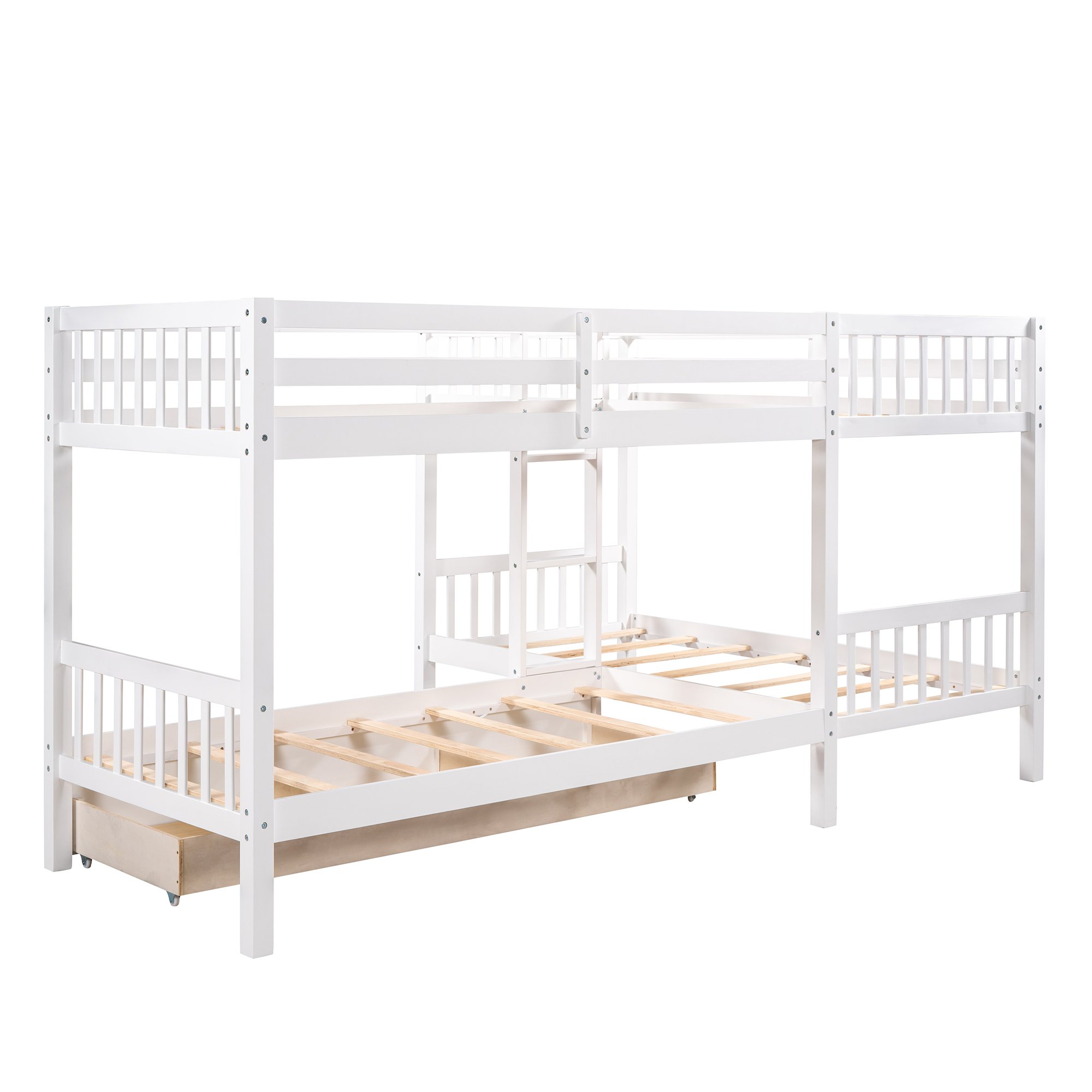 L-Shaped Twin over Twin Size Bunk Bed With Drawer 15 L-Shaped Twin over Twin Size Bunk Bed With Drawer